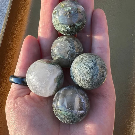 Mini Moss Agate Spheres