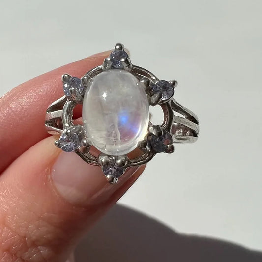 Moonstone and Tanzanite Ring