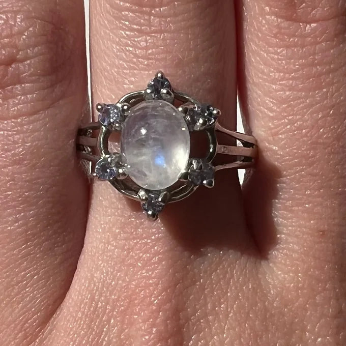 Moonstone and Tanzanite Ring