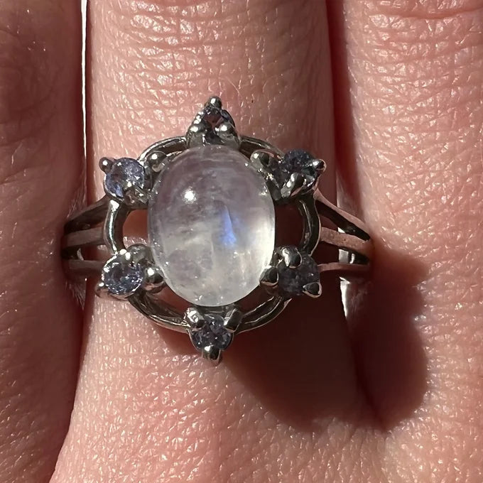 Moonstone and Tanzanite Ring
