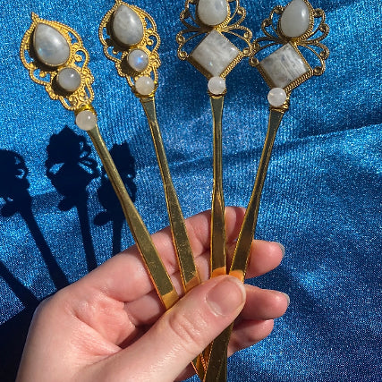 Rainbow Moonstone Hairpin