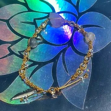 Raw Amethyst Gold Adjustable Bracelet