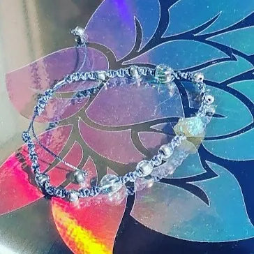 Raw Labradorite and Clear Quartz Bracelet