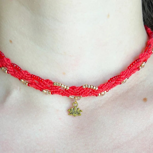 Lucky Red Lotus Choker