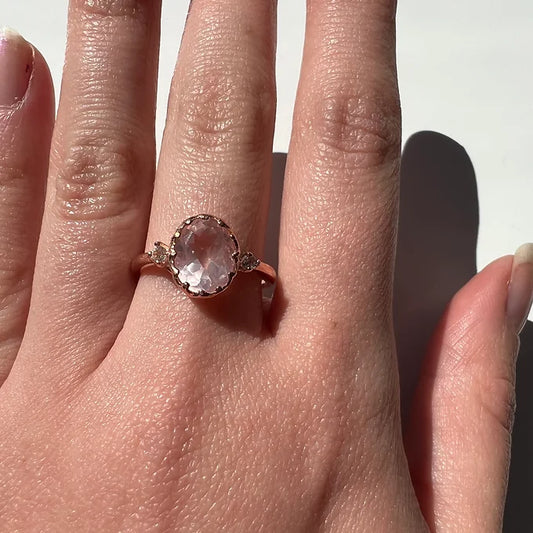 Rose Quartz and White Topaz Ring