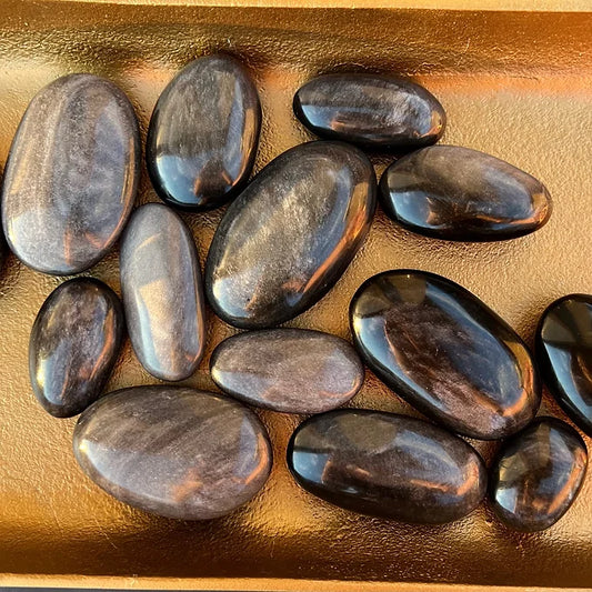 Silver Sheen Obsidian Palm Stone