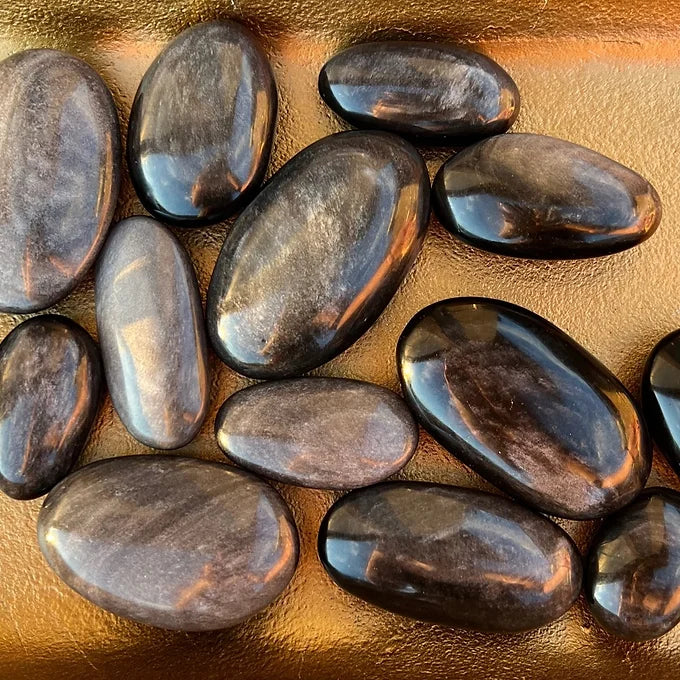 Silver Sheen Obsidian Palm Stone