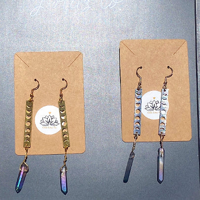 Titanium Quartz Moon Phase Earrings