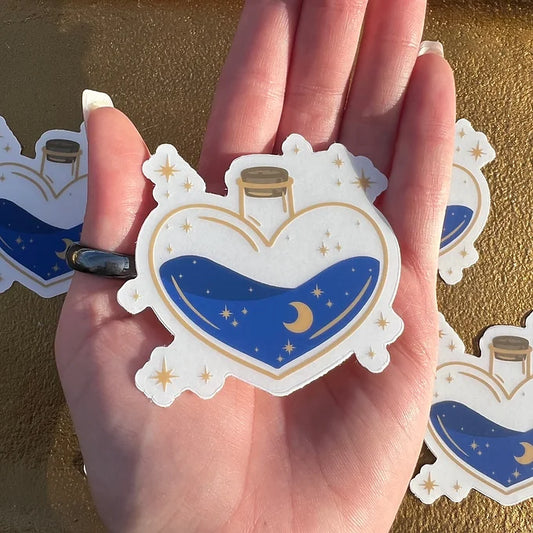 Blue heart container sticker