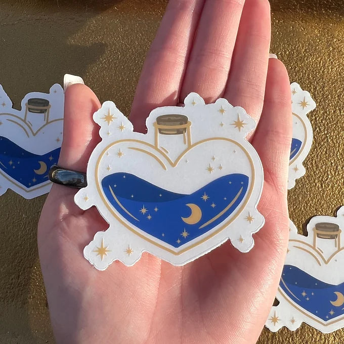 Blue heart container sticker