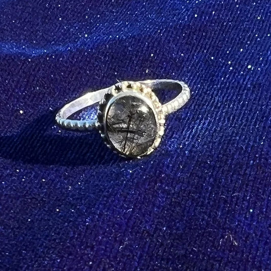Black Rutile Quartz Ring