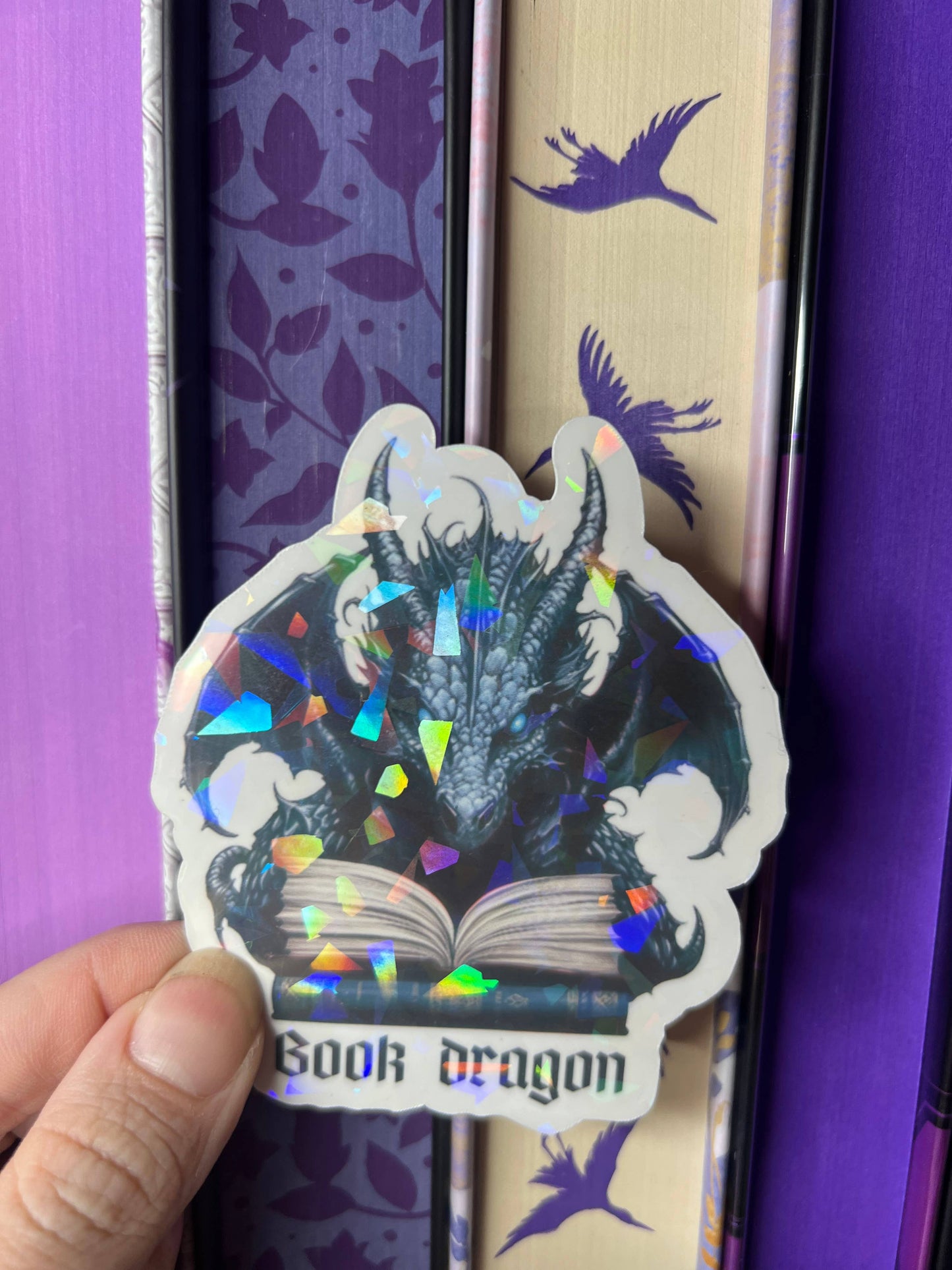 Book Dragon Holographic Sticker