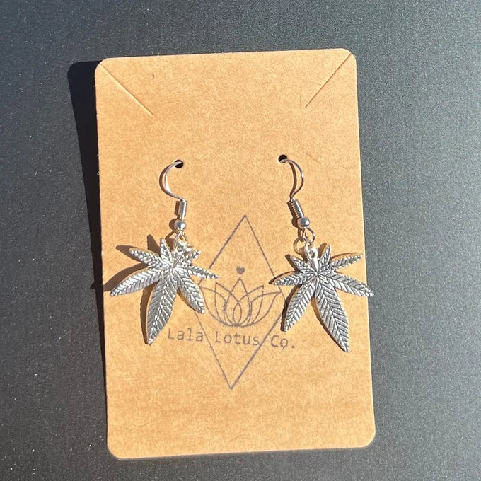Silver Marijuana Leaf Earrings