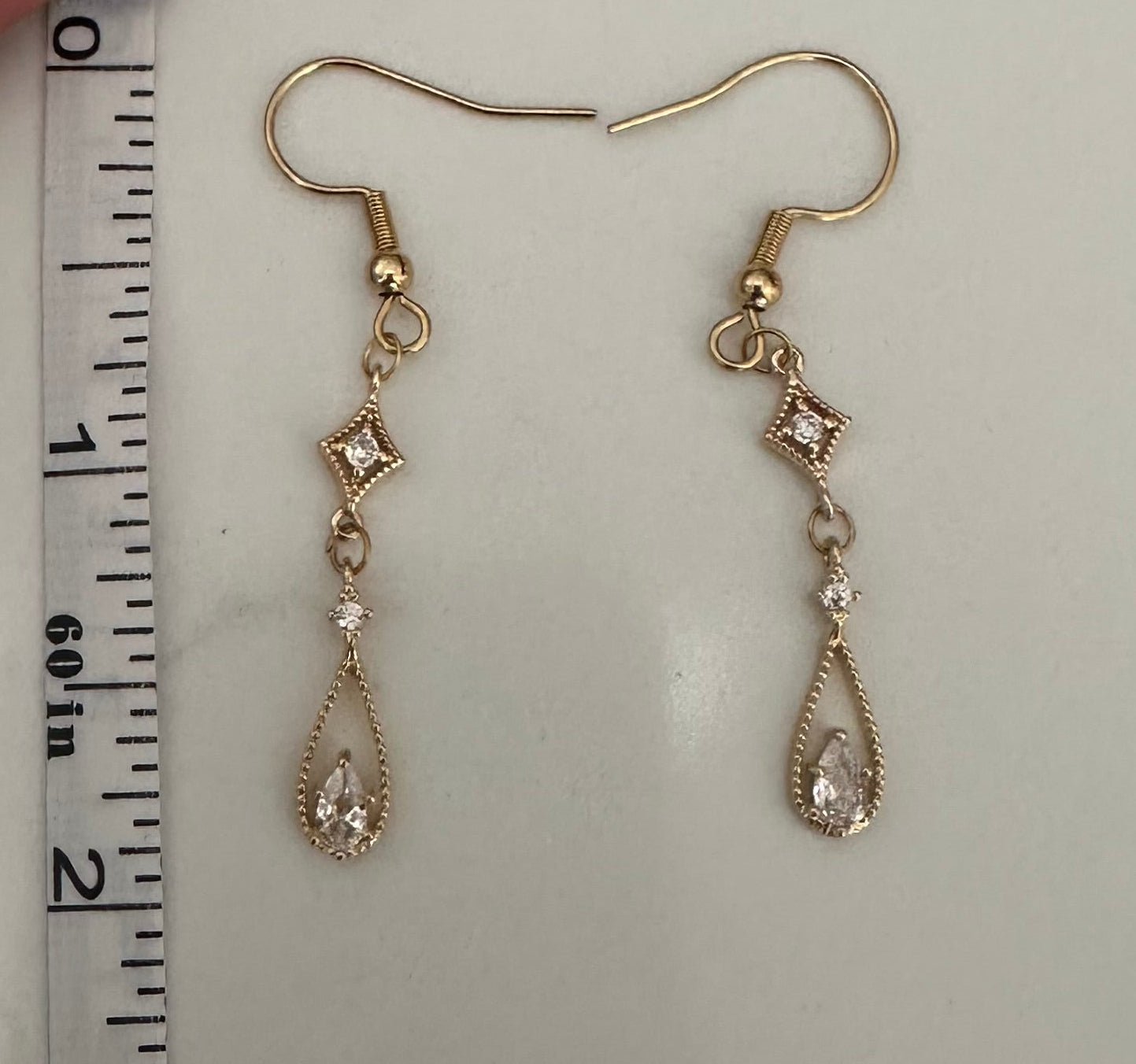 Gold Art Deco Drop Earrings