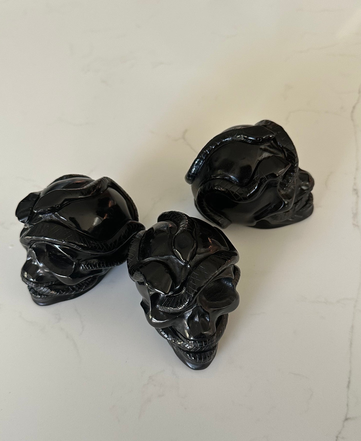 Black Obsidian Snake Skull