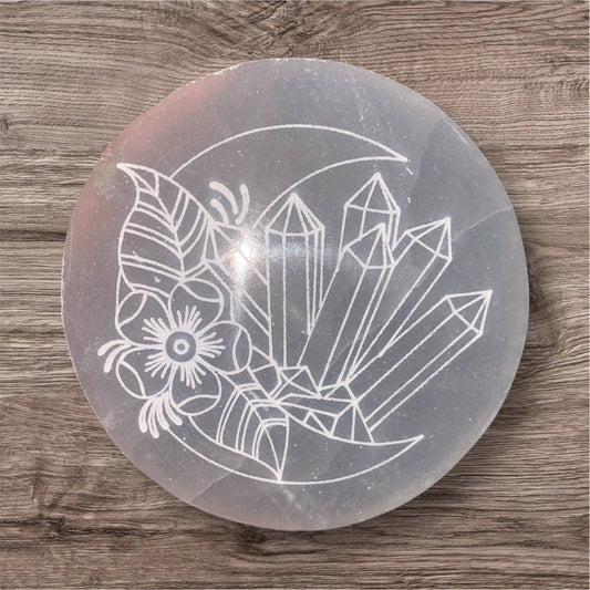 Selenite Moon Crystal Charging Plate