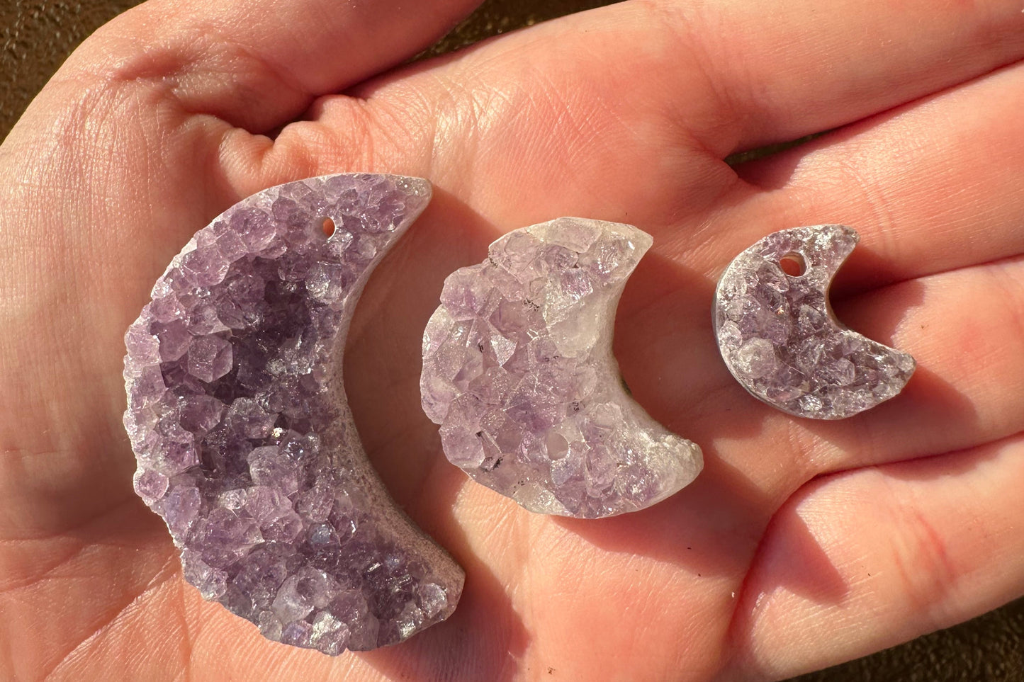 Amethyst Druzy Moon (Drilled)