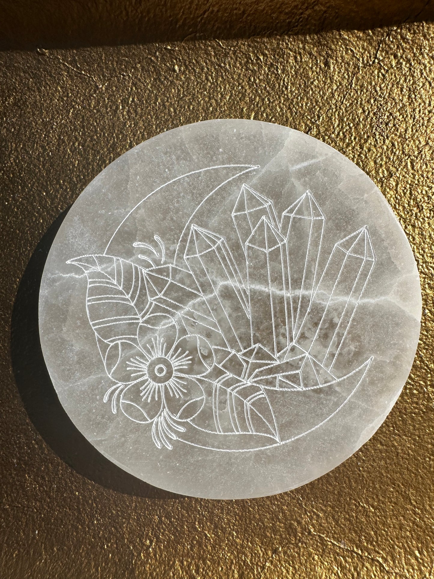 Whimsical Etched Selenite Plates