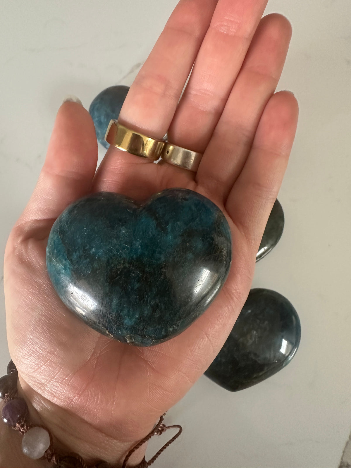 Blue Apatite Heart Palm Stone