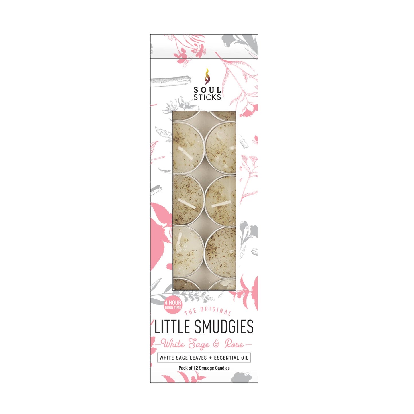 'Little Smudgies' Rose Tealight Smudge Candles (12)