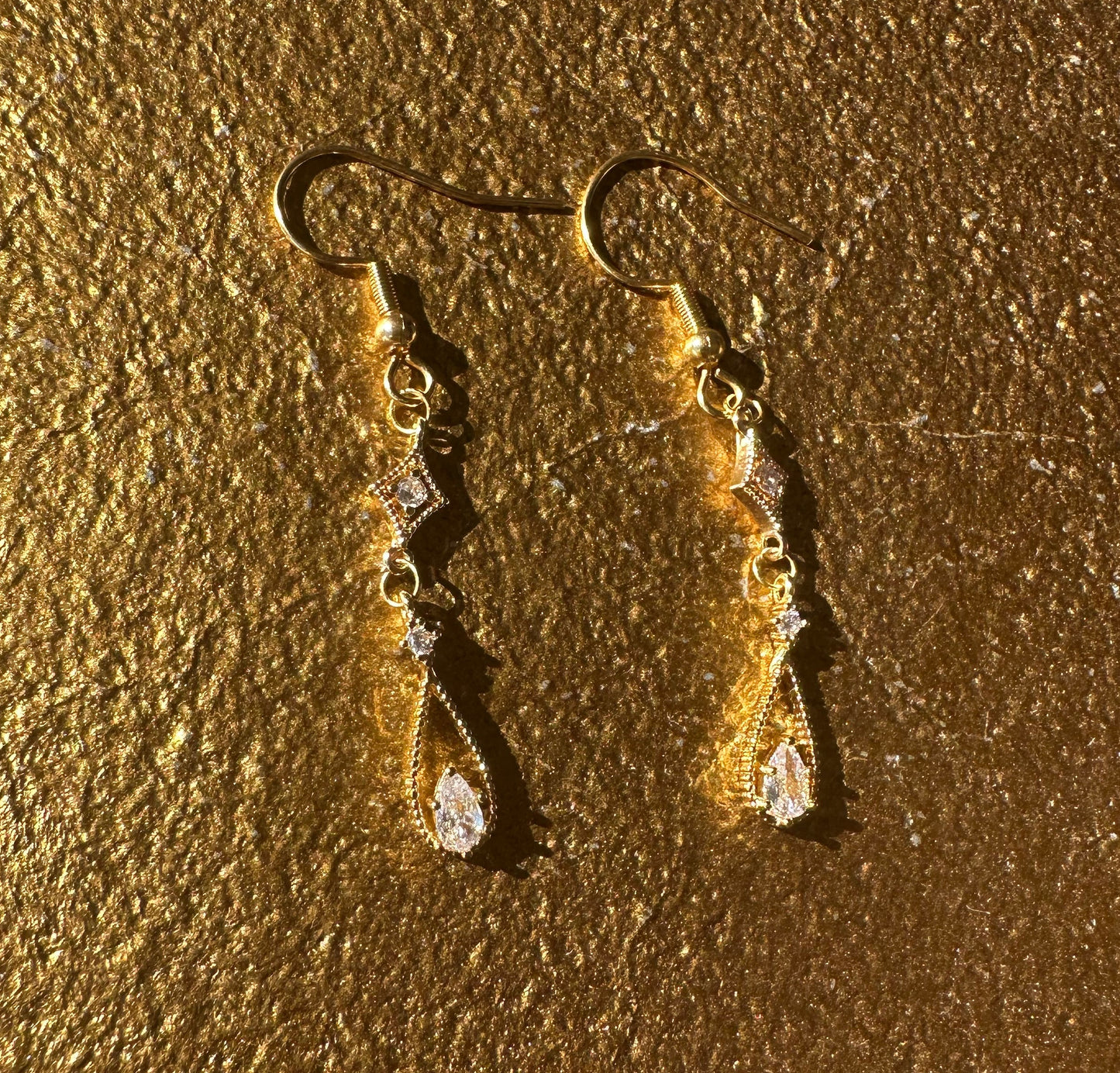 Gold Art Deco Drop Earrings
