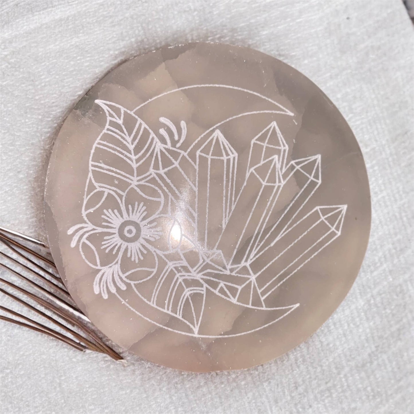 Selenite Moon Crystal Charging Plate