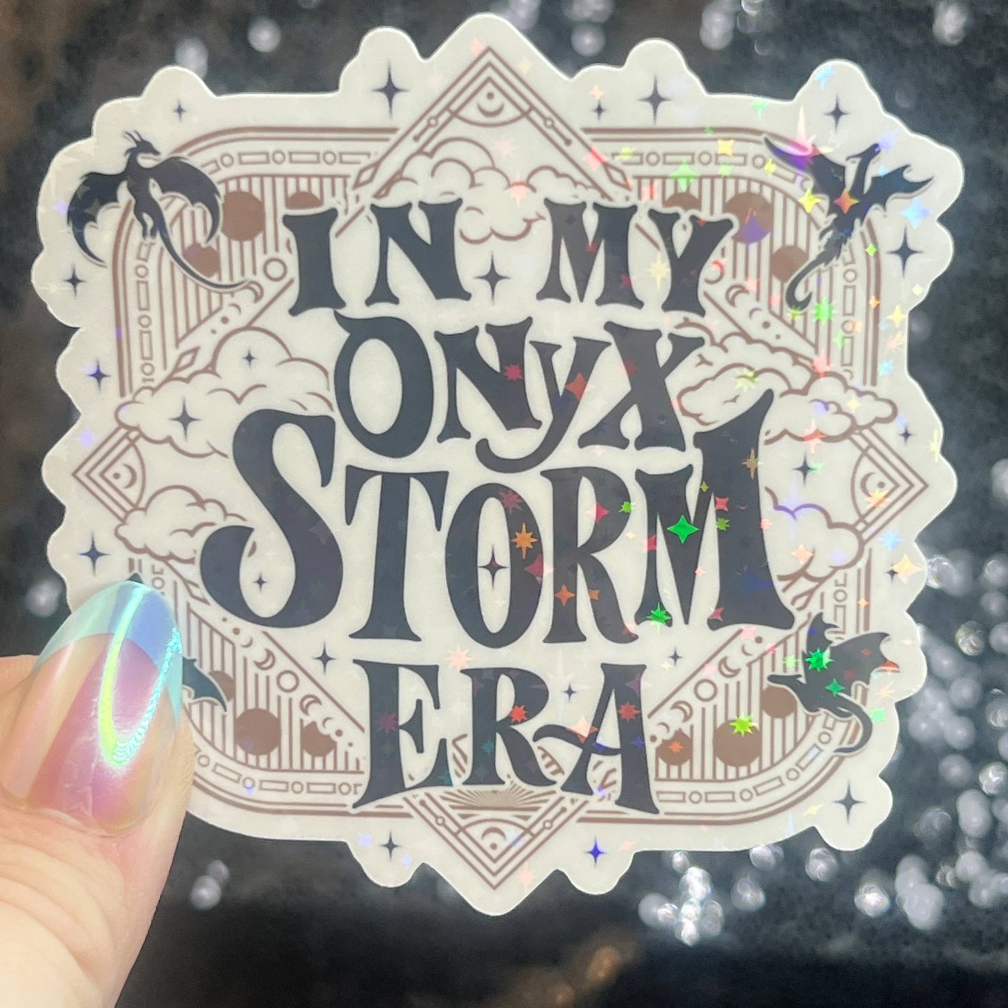In My Onyx Storm Era Fourth Wing Holographic Sticker