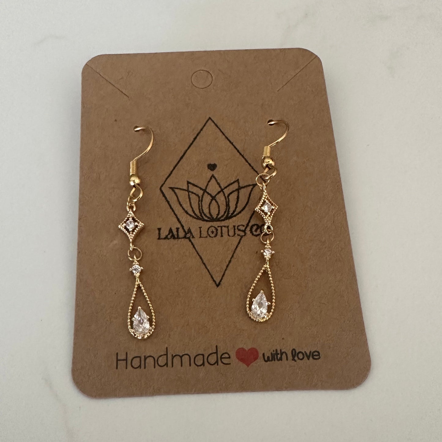 Gold Art Deco Drop Earrings