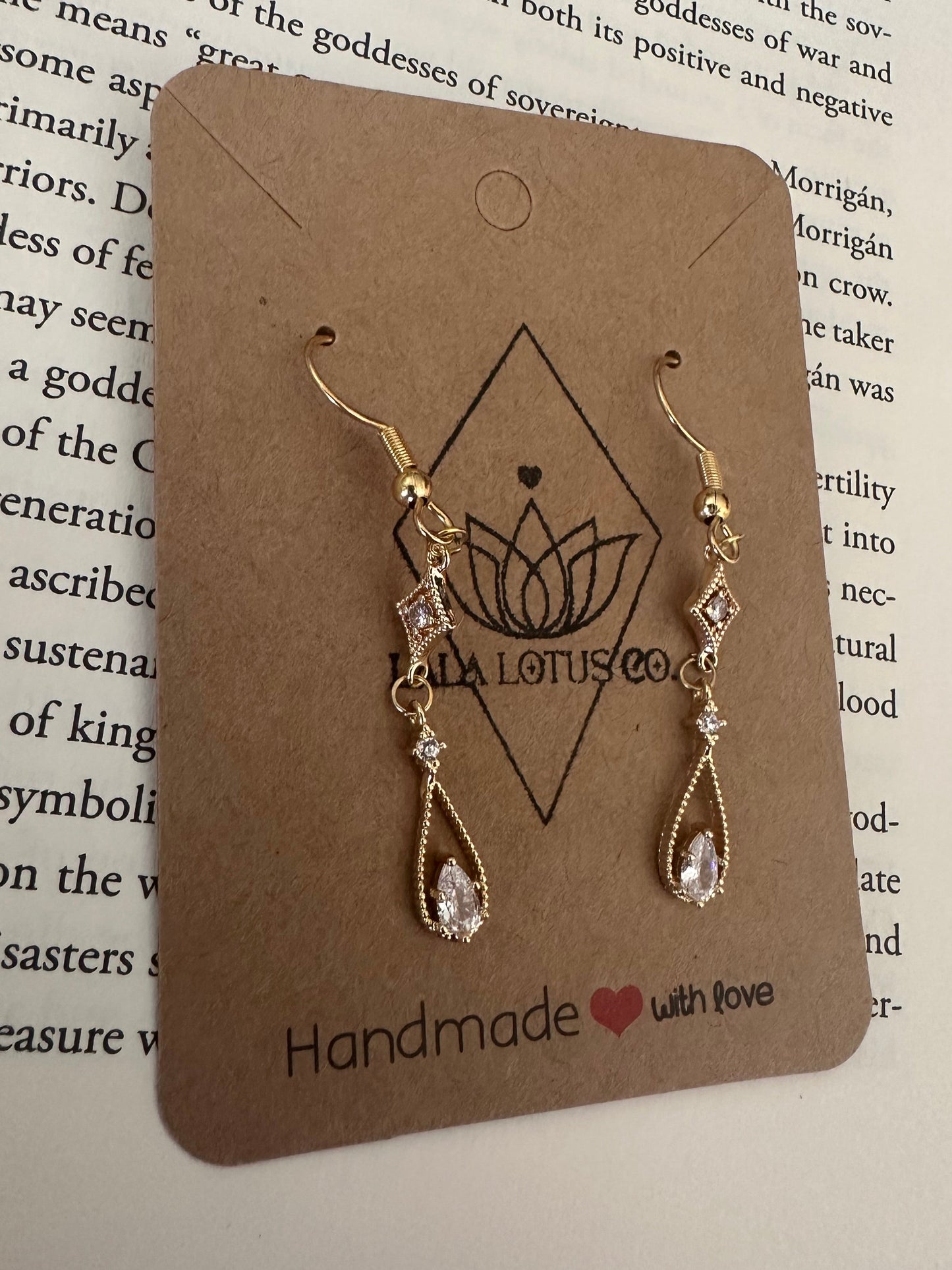 Gold Art Deco Drop Earrings