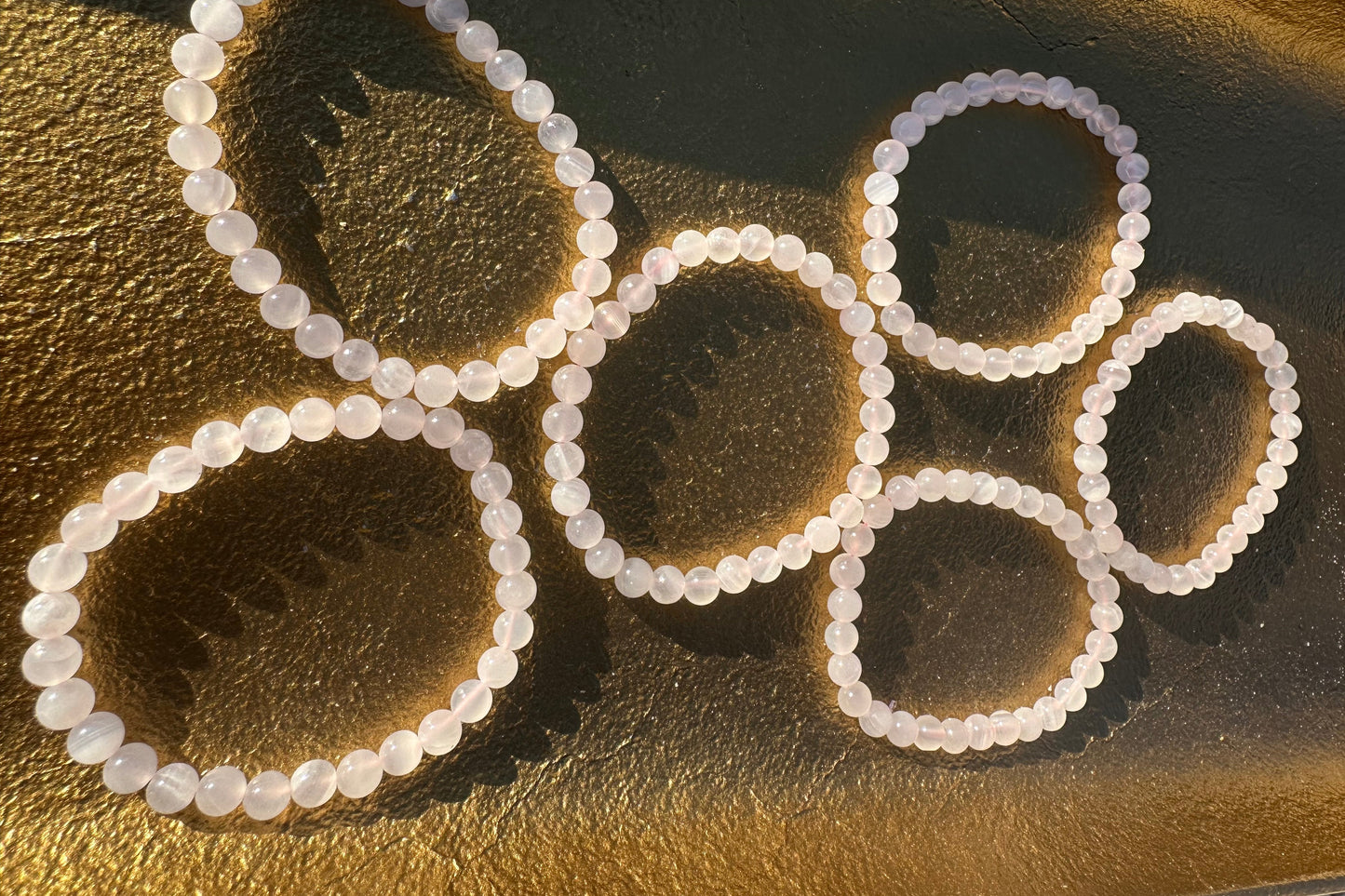 Natural Mangano Calcite Stretch Bracelet (UV Reactive)