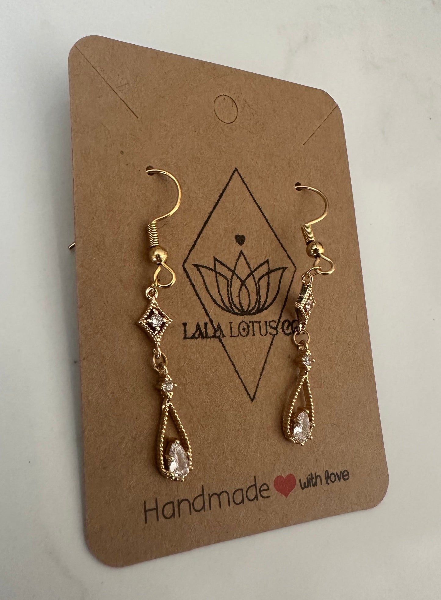 Gold Art Deco Drop Earrings