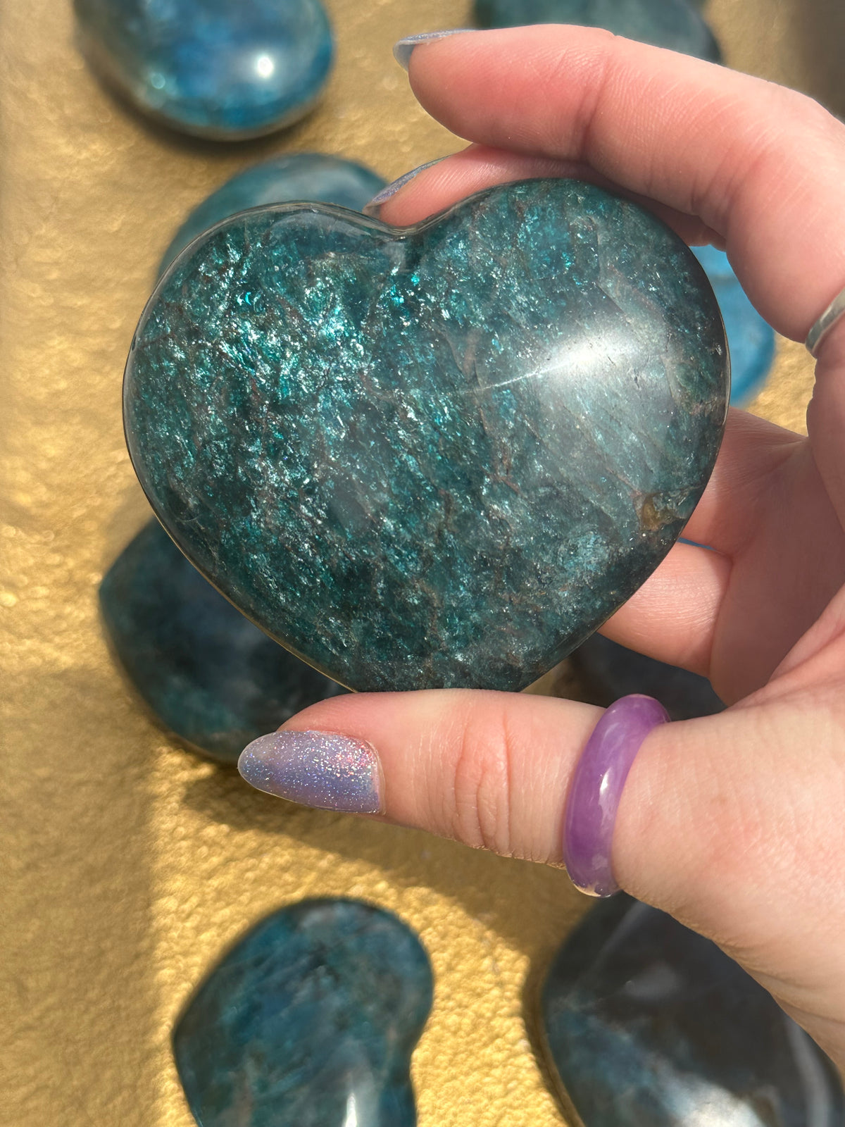 Blue Apatite Heart Palm Stone