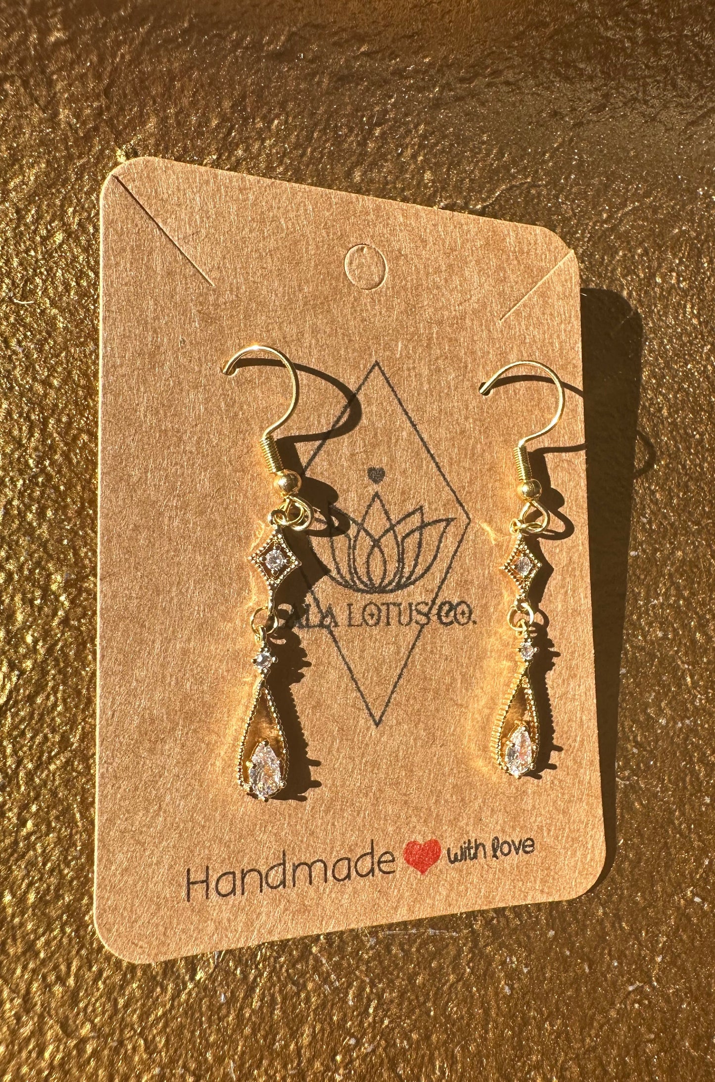 Gold Art Deco Drop Earrings