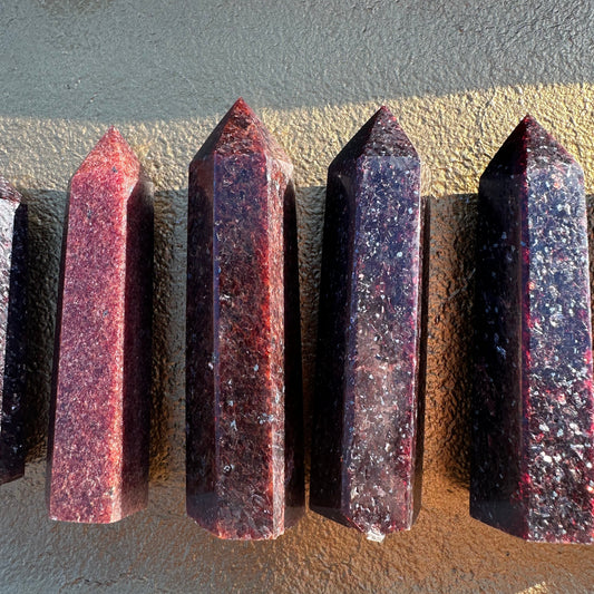 Natural Red Lepidolite Tower