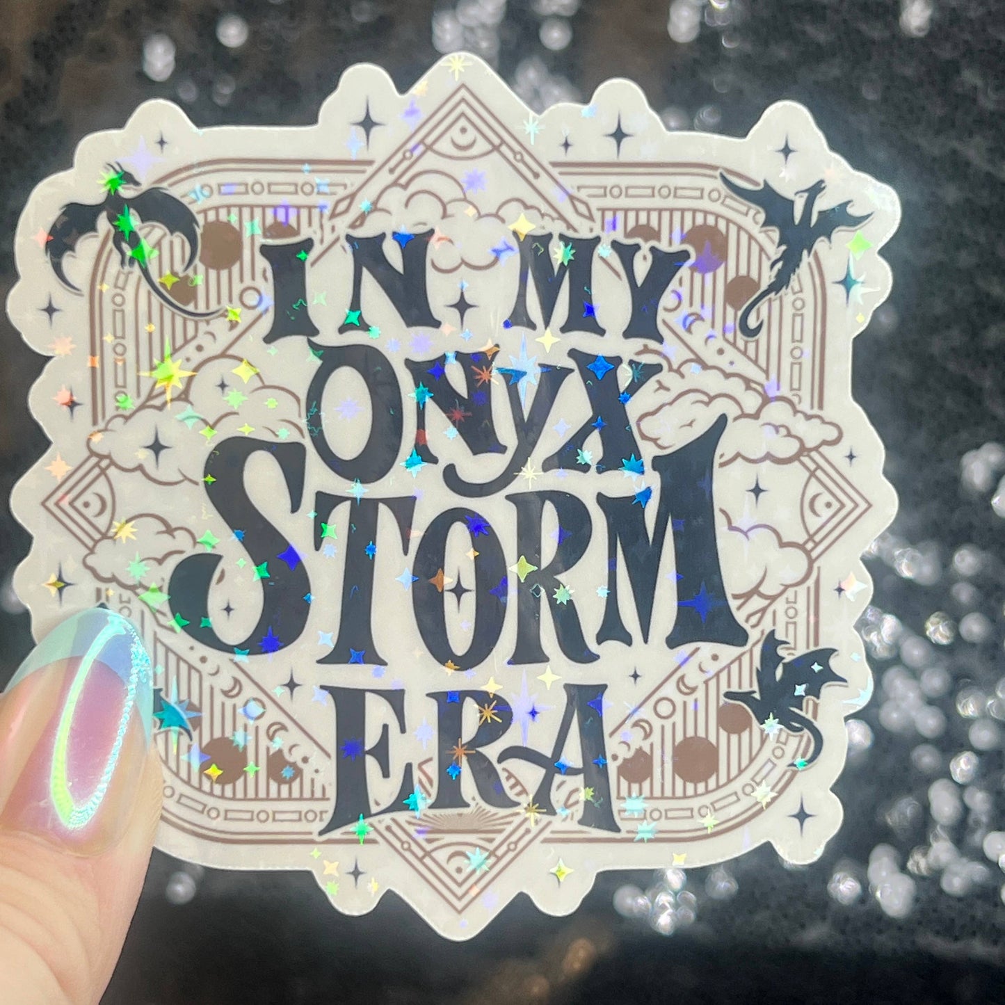 In My Onyx Storm Era Fourth Wing Holographic Sticker