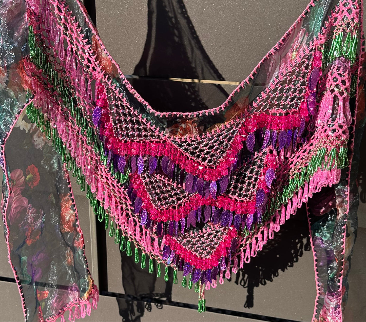 Pink, green  purple hip scarf
