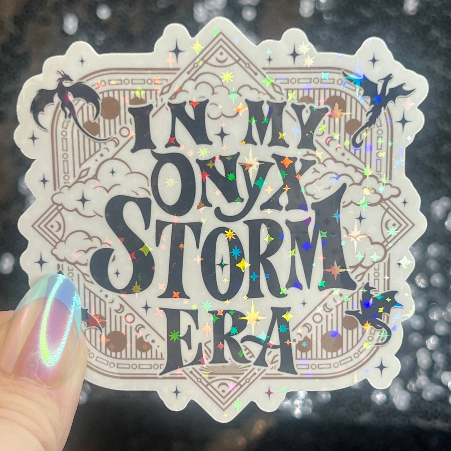 In My Onyx Storm Era Fourth Wing Holographic Sticker