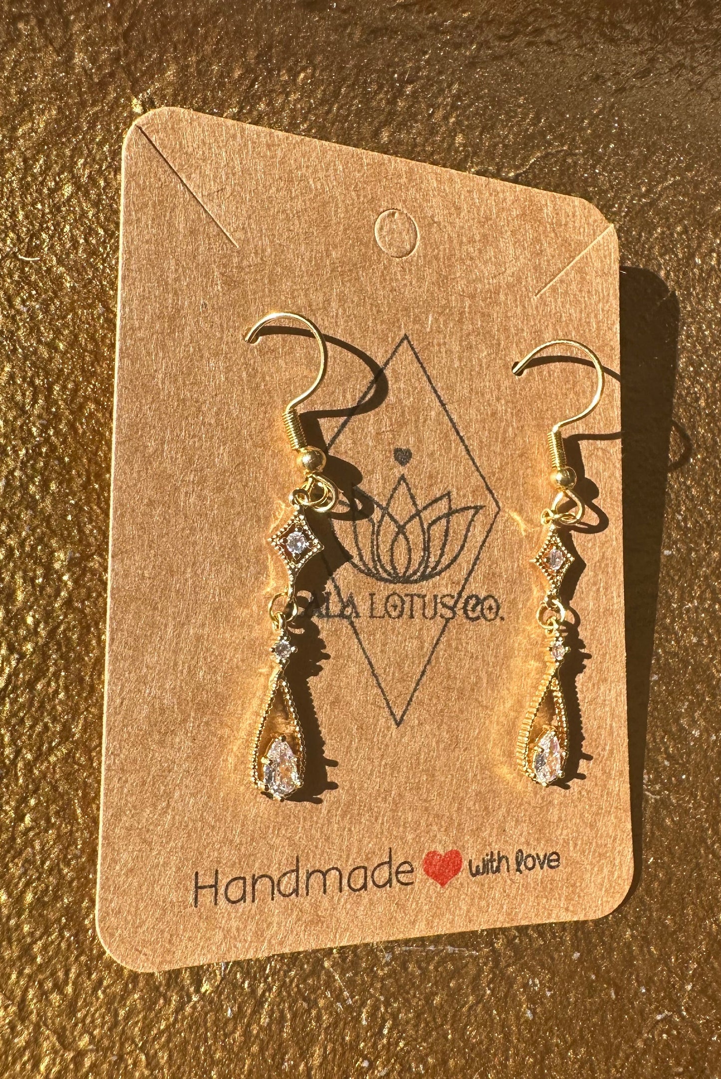 Gold Art Deco Drop Earrings