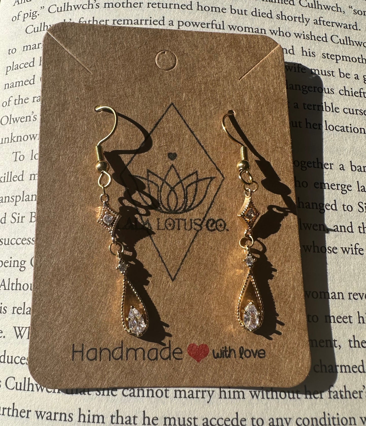 Gold Art Deco Drop Earrings