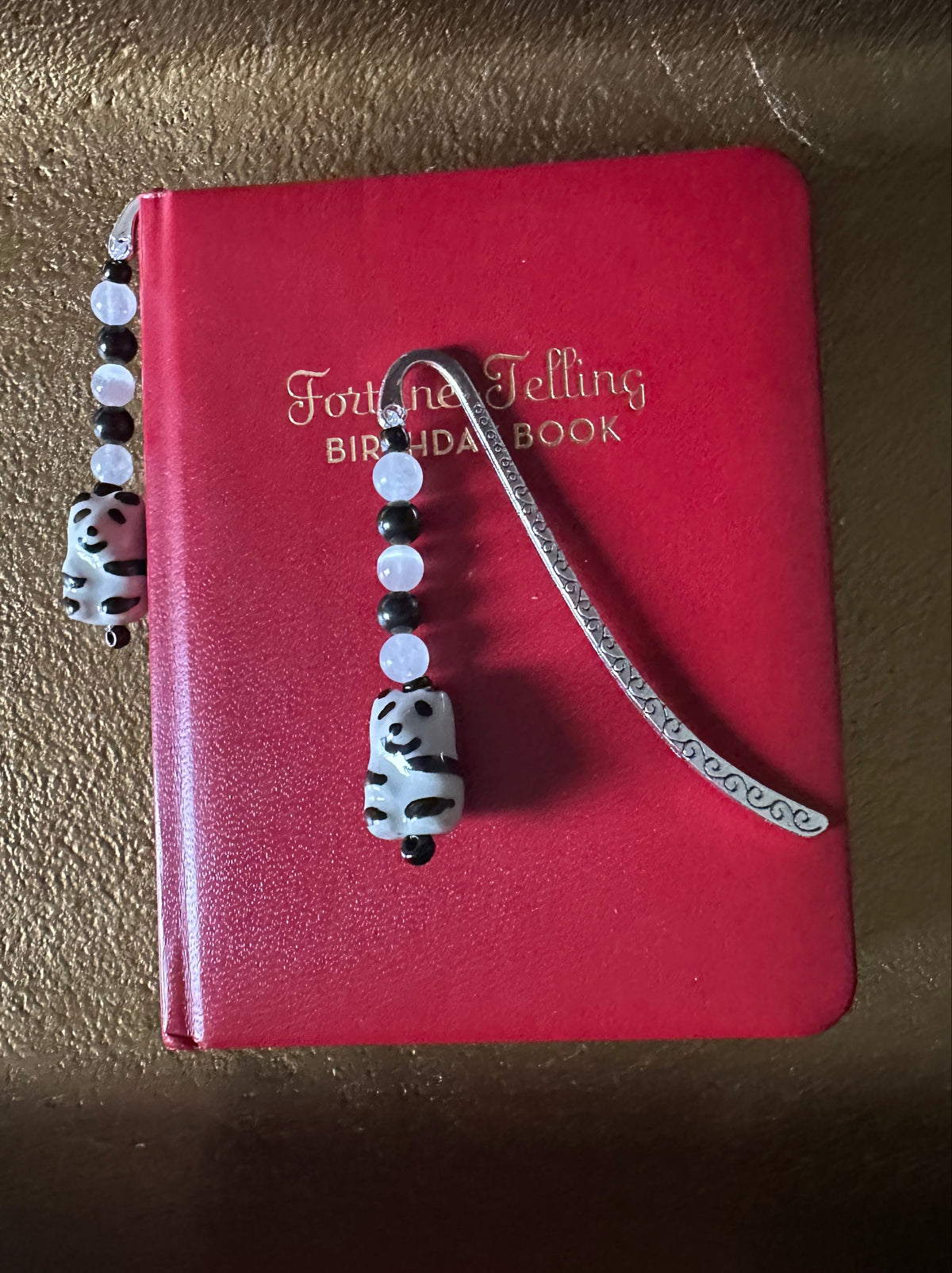 Handmade Beaded Panda Bookmark with Gemstones
