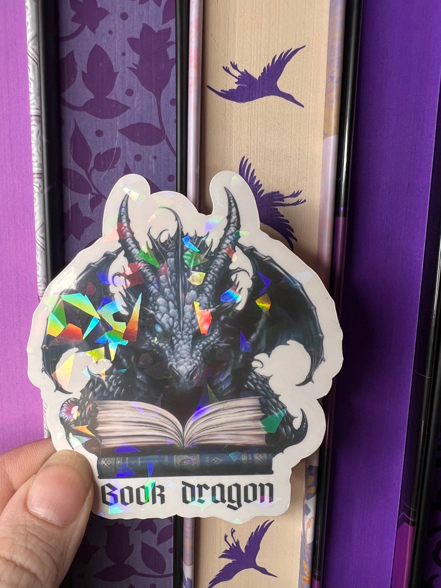 Book Dragon Holographic Sticker