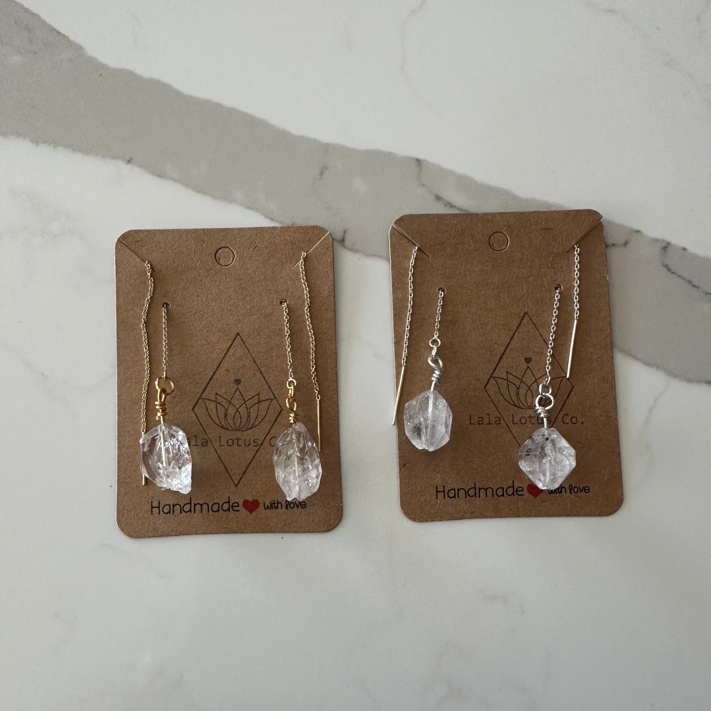 Herkimer Diamond Threader Earrings