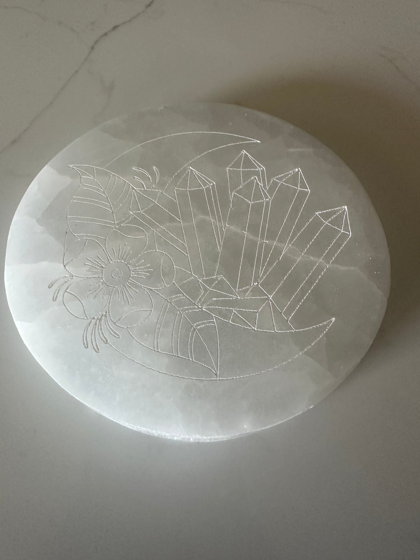 Whimsical Etched Selenite Plates