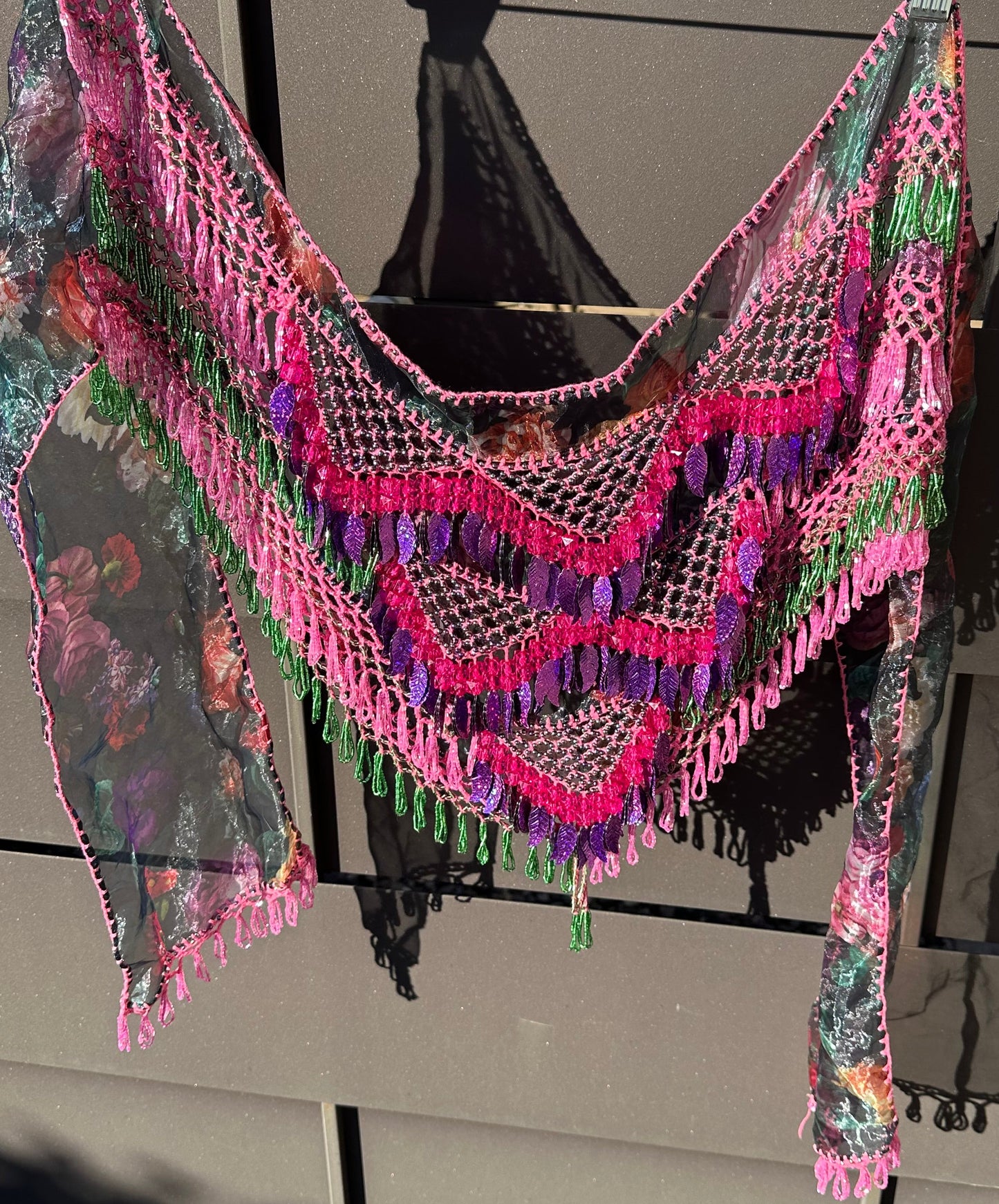 Pink, green  purple hip scarf