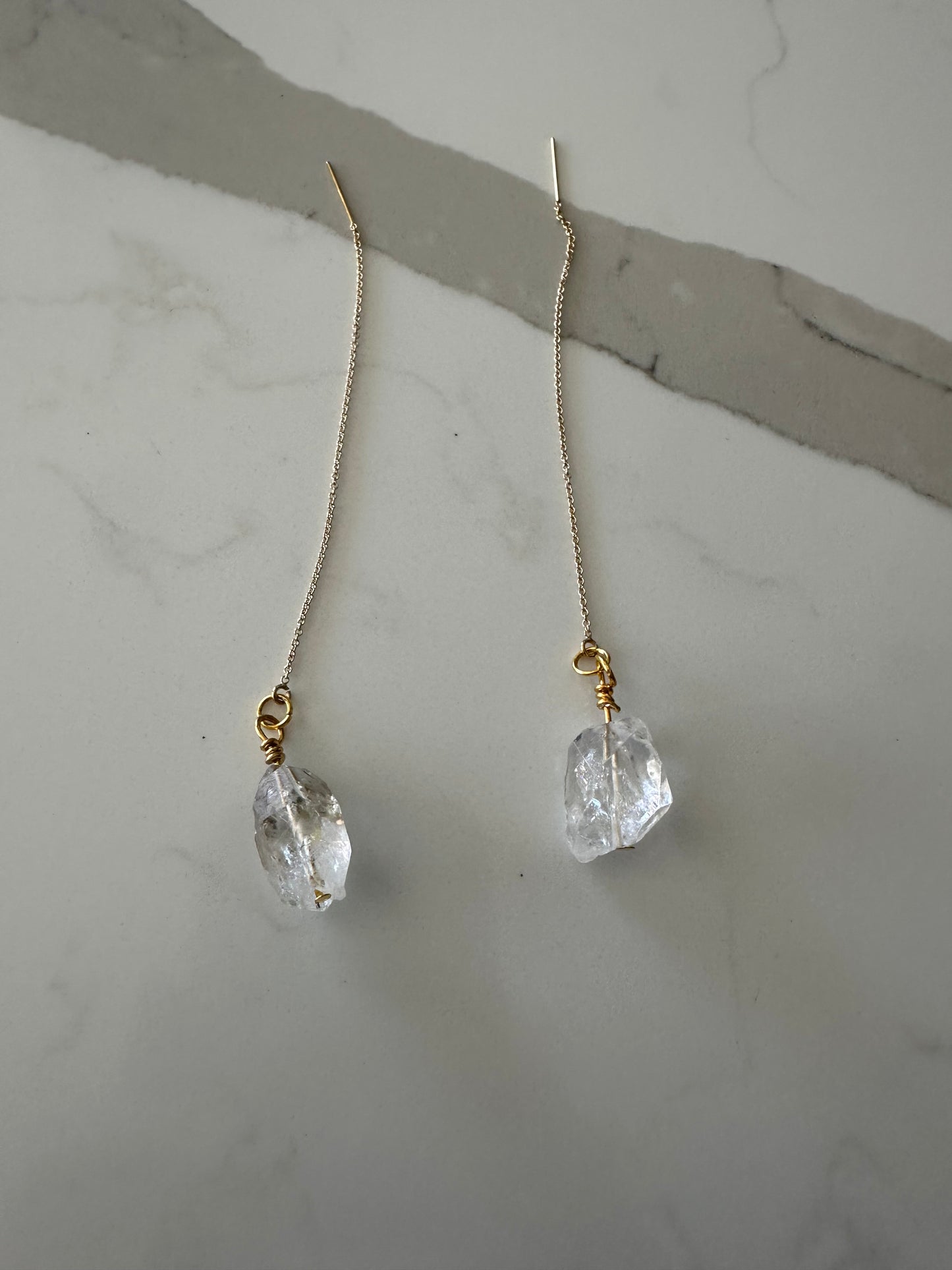 Herkimer Diamond Threader Earrings