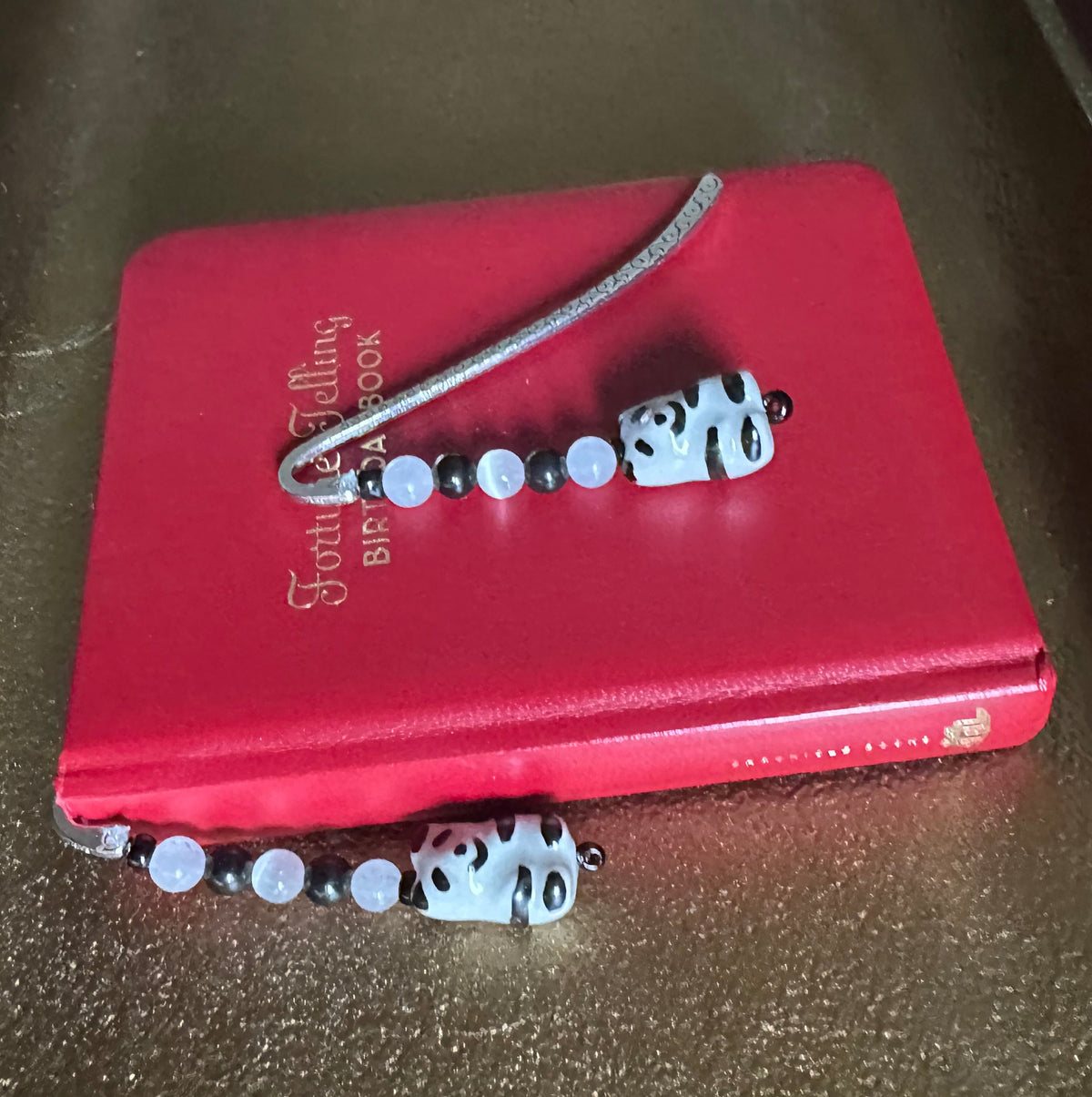 Handmade Beaded Panda Bookmark with Gemstones
