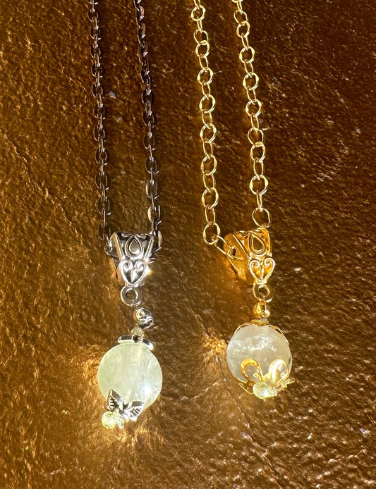 Prehnite Pool of Light Necklace