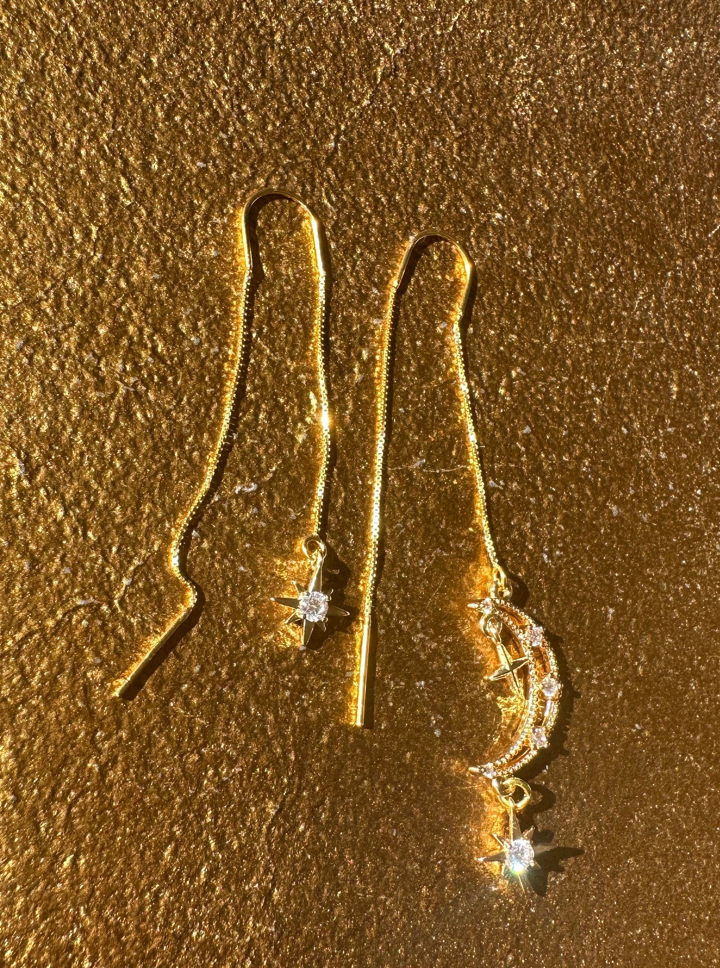 Gold Celestial Threader Earrings