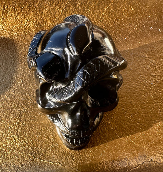 Black Obsidian Snake Skull