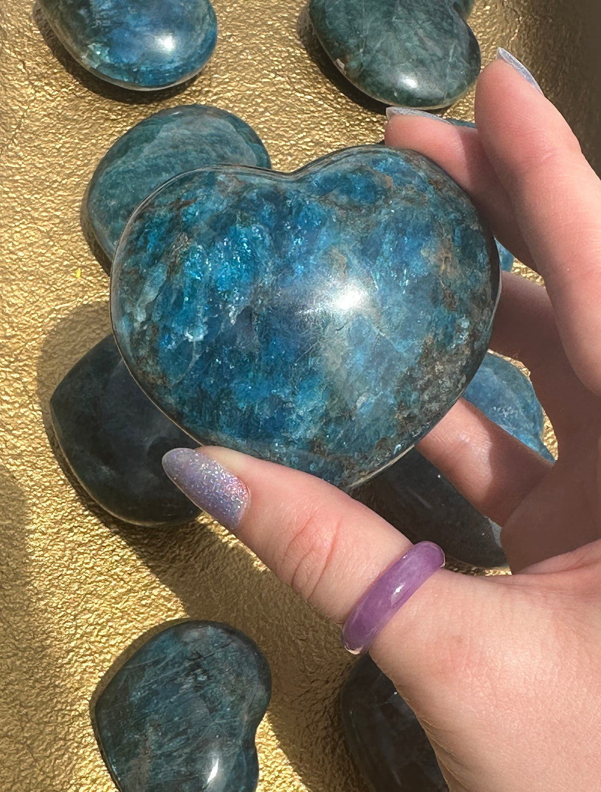 Blue Apatite Heart Palm Stone